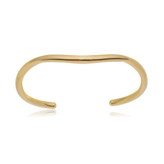 Bracelete  banhado a ouro orgânico liso regulável